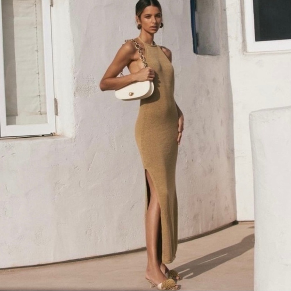 Cult Gaia Size L knit dress color wicker camel / tan